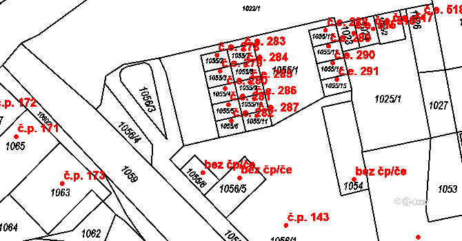 Miřetice u Klášterce nad Ohří 282, Klášterec nad Ohří na parcele st. 1055/6 v KÚ Miřetice u Klášterce nad Ohří, Katastrální mapa