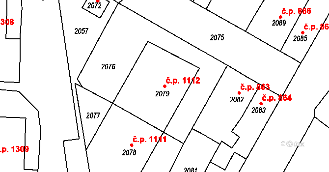 Duchcov 1112 na parcele st. 2079 v KÚ Duchcov, Katastrální mapa