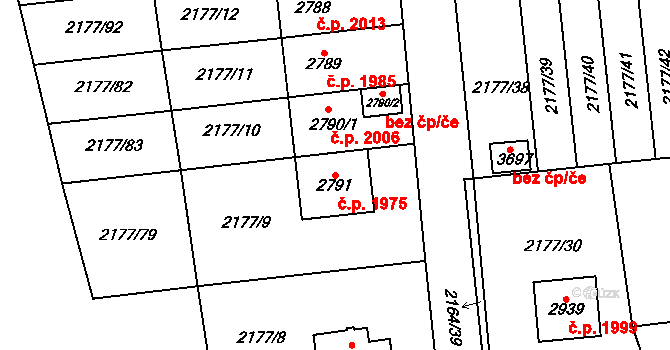 Předměstí 1975, Svitavy na parcele st. 2791 v KÚ Svitavy-předměstí, Katastrální mapa