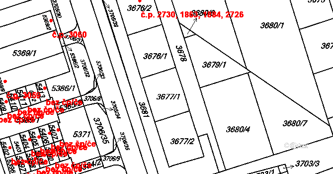 Královo Pole 2726, Brno na parcele st. 3677/1 v KÚ Královo Pole, Katastrální mapa