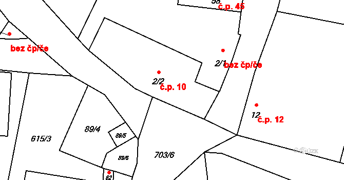 Třeskonice 10, Tuchořice na parcele st. 2/2 v KÚ Třeskonice, Katastrální mapa