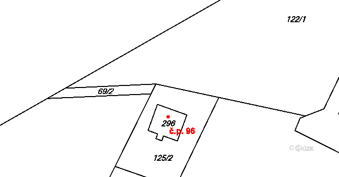 Cínovec 96, Dubí na parcele st. 296 v KÚ Cínovec, Katastrální mapa