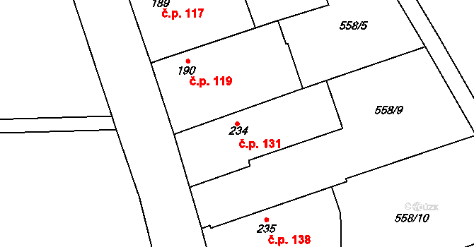 Struhy 131, Čachovice na parcele st. 234 v KÚ Struhy, Katastrální mapa