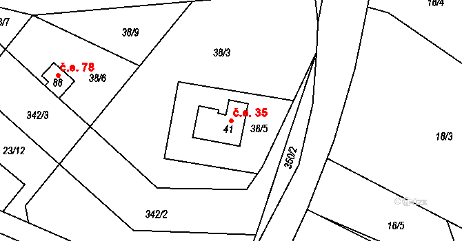 Malý Ratmírov 35, Blažejov na parcele st. 41 v KÚ Malý Ratmírov, Katastrální mapa