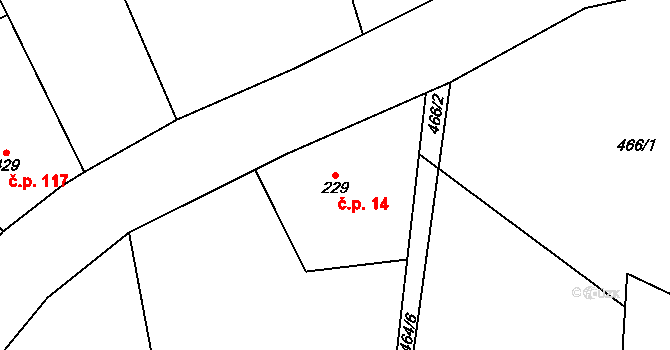 Kadeřavec 14, Turnov na parcele st. 229 v KÚ Mašov u Turnova, Katastrální mapa