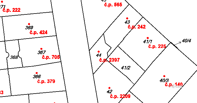 Vinohrady 2397, Praha na parcele st. 44 v KÚ Vinohrady, Katastrální mapa