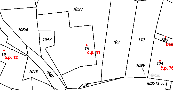 Verdek 11, Dvůr Králové nad Labem na parcele st. 18 v KÚ Verdek, Katastrální mapa