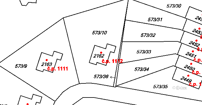 Vrchlabí 1112 na parcele st. 2162 v KÚ Vrchlabí, Katastrální mapa