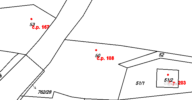 Dolní Libchava 108, Česká Lípa na parcele st. 50 v KÚ Dolní Libchava, Katastrální mapa