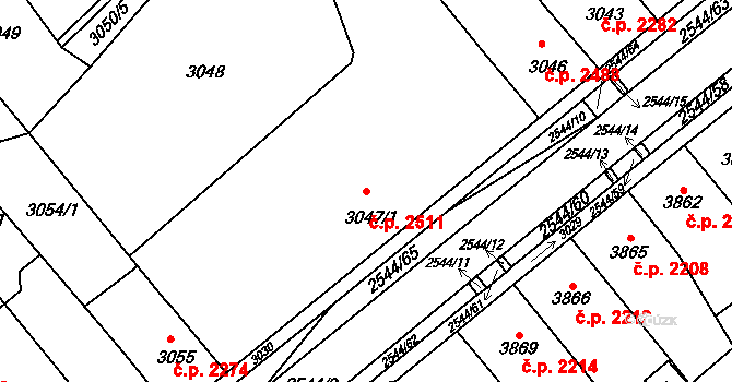 Chomutov 2511 na parcele st. 3047/1 v KÚ Chomutov II, Katastrální mapa