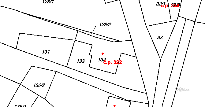 Opatovice 322 na parcele st. 132 v KÚ Opatovice u Rajhradu, Katastrální mapa