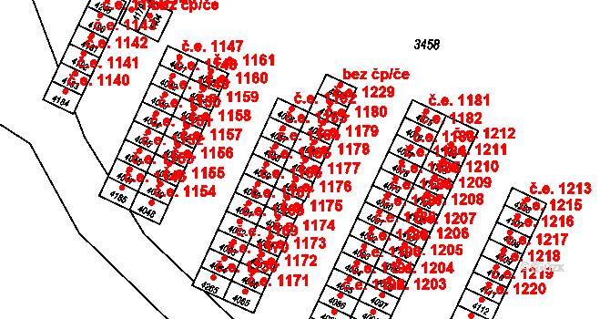 Kuřim 1178 na parcele st. 4072 v KÚ Kuřim, Katastrální mapa