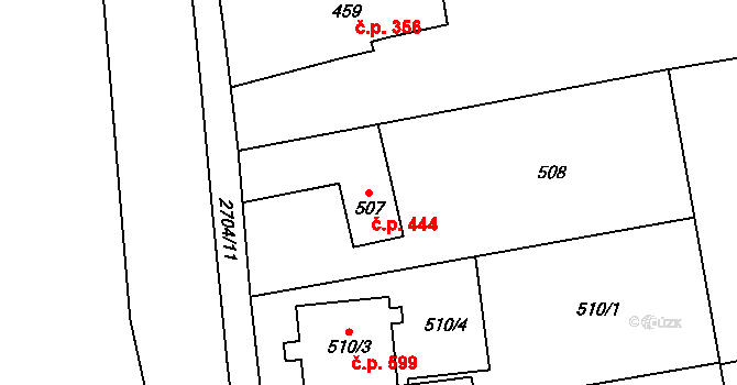 Louky 444, Karviná na parcele st. 507 v KÚ Louky nad Olší, Katastrální mapa