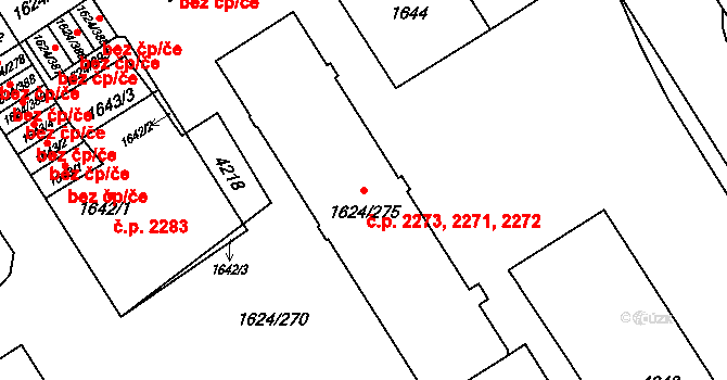 Mizerov 2271,2272,2273, Karviná na parcele st. 1624/275 v KÚ Karviná-město, Katastrální mapa