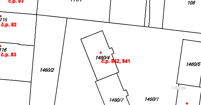 Černice 841,842, Plzeň na parcele st. 1460/7 v KÚ Černice, Katastrální mapa
