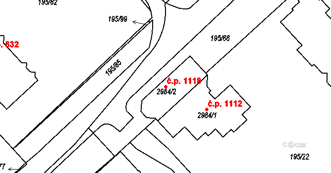 Sezimovo Ústí 1118 na parcele st. 2984/2 v KÚ Sezimovo Ústí, Katastrální mapa