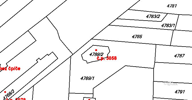 Česká Lípa 3058 na parcele st. 4789/2 v KÚ Česká Lípa, Katastrální mapa
