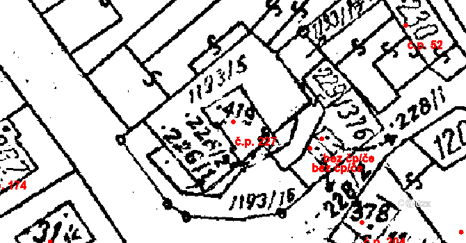 Prosiměřice 227 na parcele st. 419 v KÚ Prosiměřice, Katastrální mapa