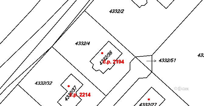 Zábřeh 2194 na parcele st. 4332/36 v KÚ Zábřeh na Moravě, Katastrální mapa