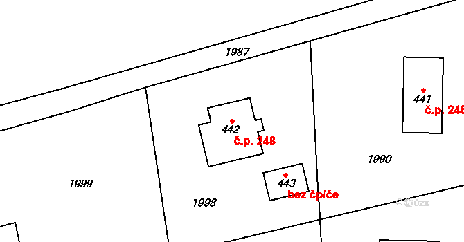 Smilovice 248 na parcele st. 442 v KÚ Smilovice u Třince, Katastrální mapa