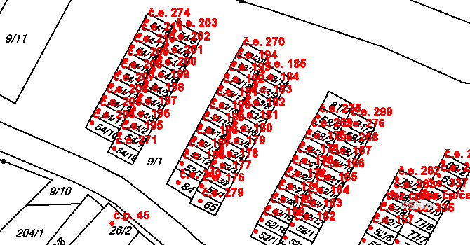 Chanov 181, Obrnice na parcele st. 53/6 v KÚ Chanov, Katastrální mapa