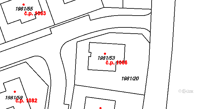 Nivnice 1066 na parcele st. 1981/53 v KÚ Nivnice, Katastrální mapa