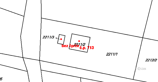 Palkovice 713 na parcele st. 2211/2 v KÚ Palkovice, Katastrální mapa