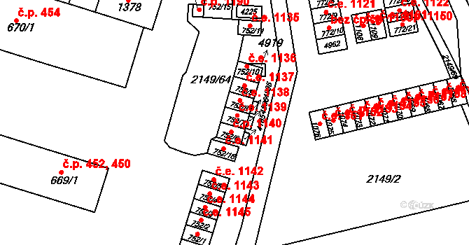 Dědice 1139, Vyškov na parcele st. 752/7 v KÚ Dědice u Vyškova, Katastrální mapa