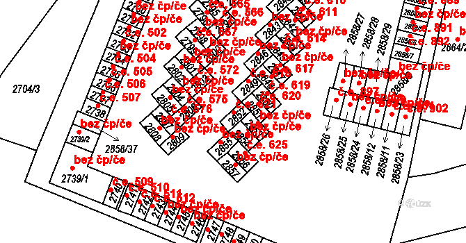 Lovosice 621 na parcele st. 2852 v KÚ Lovosice, Katastrální mapa