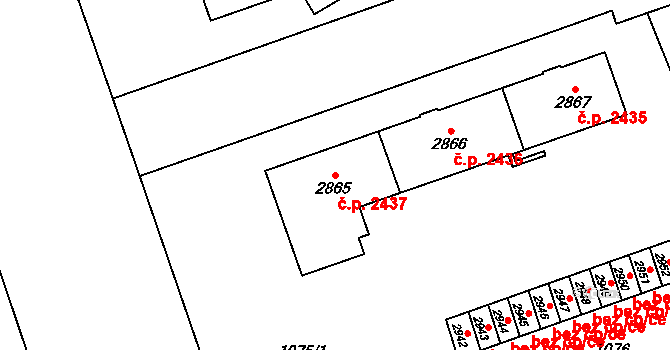 Mariánské Hory 2437, Ostrava na parcele st. 2865 v KÚ Mariánské Hory, Katastrální mapa