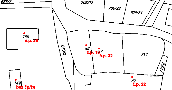 Obora u Cerhonic 18, Cerhonice na parcele st. 89 v KÚ Cerhonice, Katastrální mapa