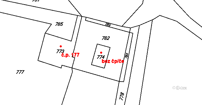 Chotěbuz 38212111 na parcele st. 774 v KÚ Chotěbuz, Katastrální mapa