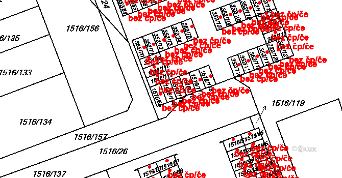 Březnice 38620111 na parcele st. 1516/114 v KÚ Březnice, Katastrální mapa