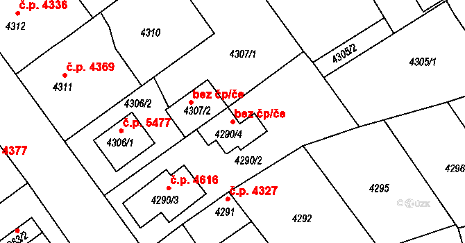 Chomutov 39103111 na parcele st. 4290/4 v KÚ Chomutov II, Katastrální mapa