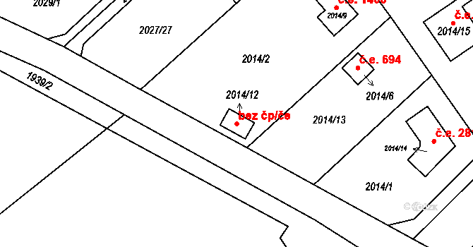 Plzeň 40036111 na parcele st. 2014/12 v KÚ Bolevec, Katastrální mapa