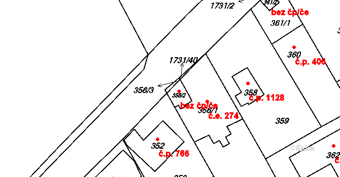 Praha 40476111 na parcele st. 356/3 v KÚ Slivenec, Katastrální mapa