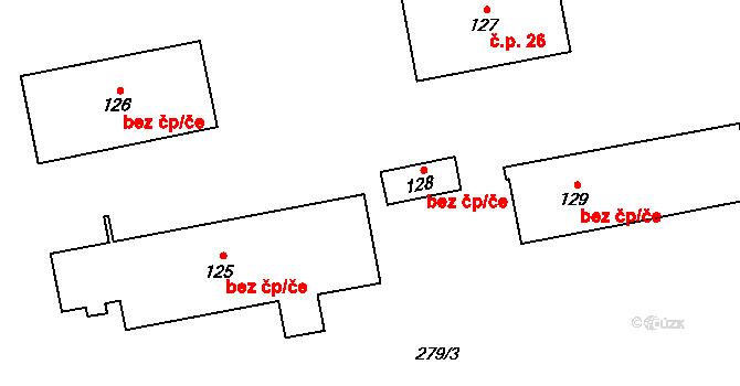 Vítkov 41220111 na parcele st. 128 v KÚ Lhotka u Vítkova, Katastrální mapa