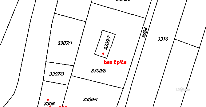 Holešov 41367111 na parcele st. 3309/7 v KÚ Holešov, Katastrální mapa