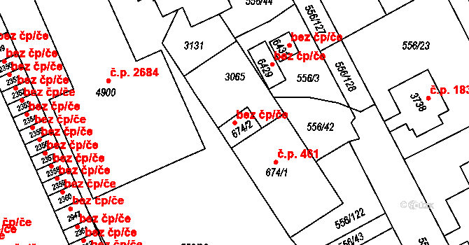 Šumperk 42183111 na parcele st. 674/2 v KÚ Šumperk, Katastrální mapa