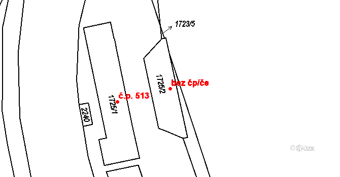 Březnice 44428111 na parcele st. 1725/2 v KÚ Březnice, Katastrální mapa