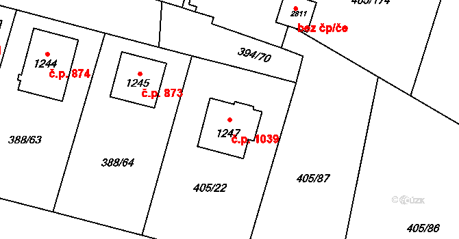Kateřinky 1039, Opava na parcele st. 1247 v KÚ Kateřinky u Opavy, Katastrální mapa
