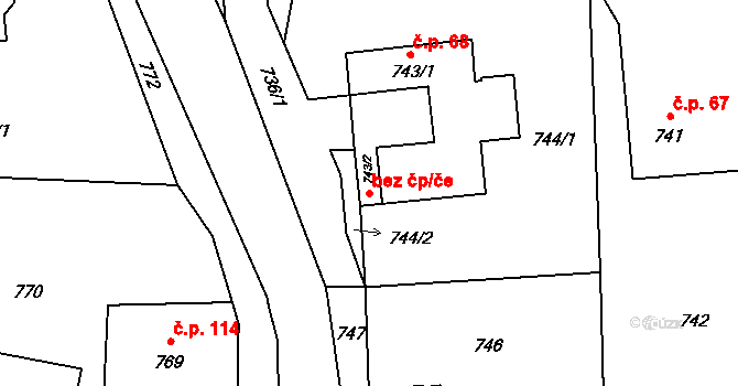 Bělotín 44611111 na parcele st. 743/2 v KÚ Bělotín, Katastrální mapa