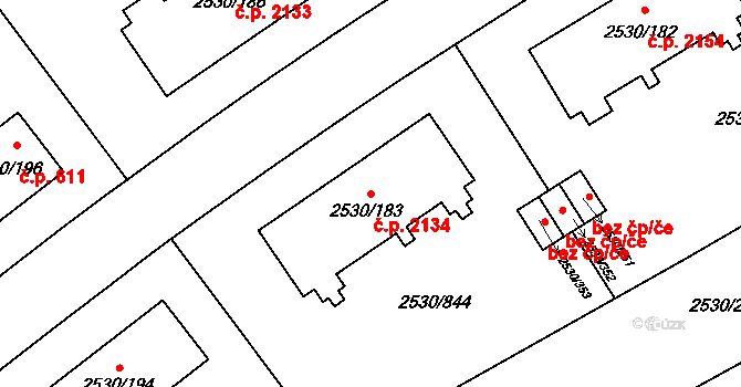 Předměstí 2134, Opava na parcele st. 2530/183 v KÚ Opava-Předměstí, Katastrální mapa