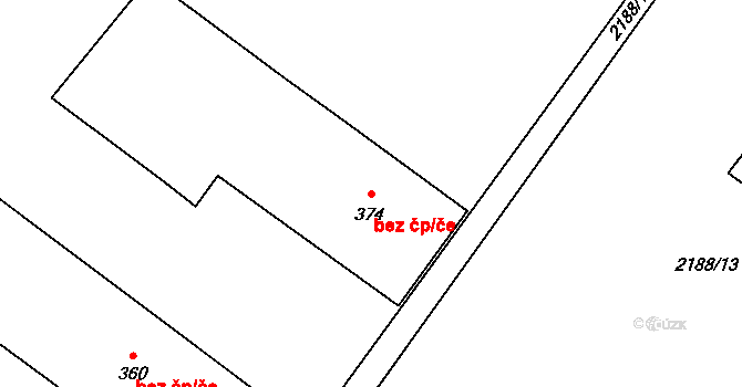 Kunčina 46578111 na parcele st. 374 v KÚ Kunčina, Katastrální mapa