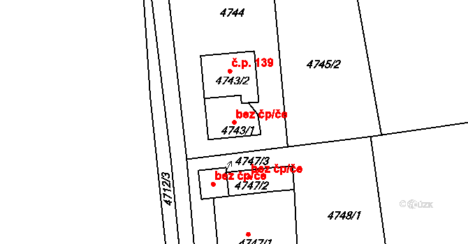 Frýdek-Místek 46659111 na parcele st. 4743/1 v KÚ Lískovec u Frýdku-Místku, Katastrální mapa