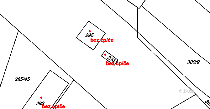 Počenice-Tetětice 48204111 na parcele st. 294 v KÚ Tetětice, Katastrální mapa