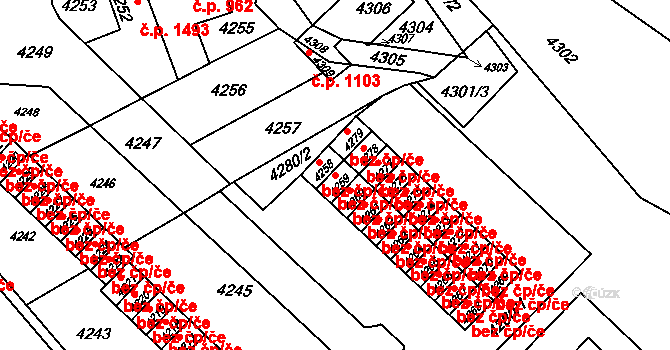 Vsetín 48314111 na parcele st. 4259 v KÚ Vsetín, Katastrální mapa