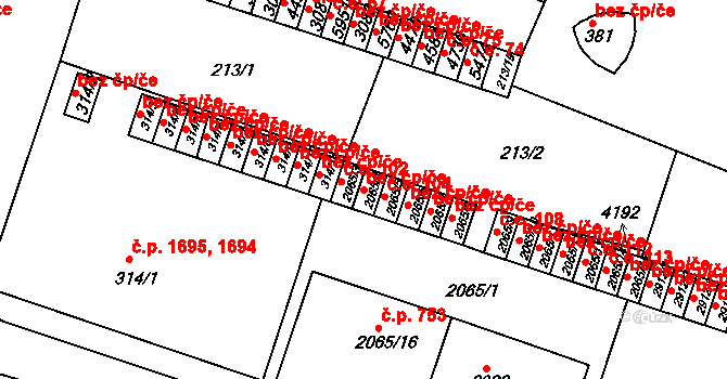 Rakovník 49130111 na parcele st. 2065/4 v KÚ Rakovník, Katastrální mapa