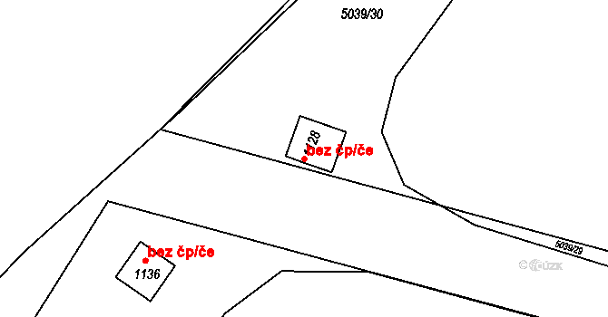 Zaječí 49364111 na parcele st. 1128 v KÚ Zaječí, Katastrální mapa