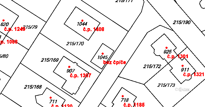 Rudná 49402111 na parcele st. 1045 v KÚ Hořelice, Katastrální mapa
